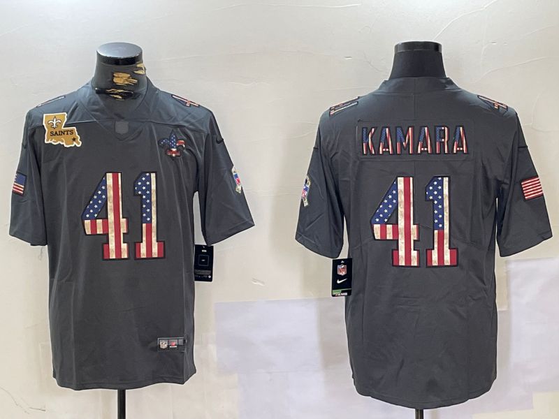 Men New Orleans Saints 41 Kamara Grey 2024 Nike National Flag Limited NFL Jersey style 2